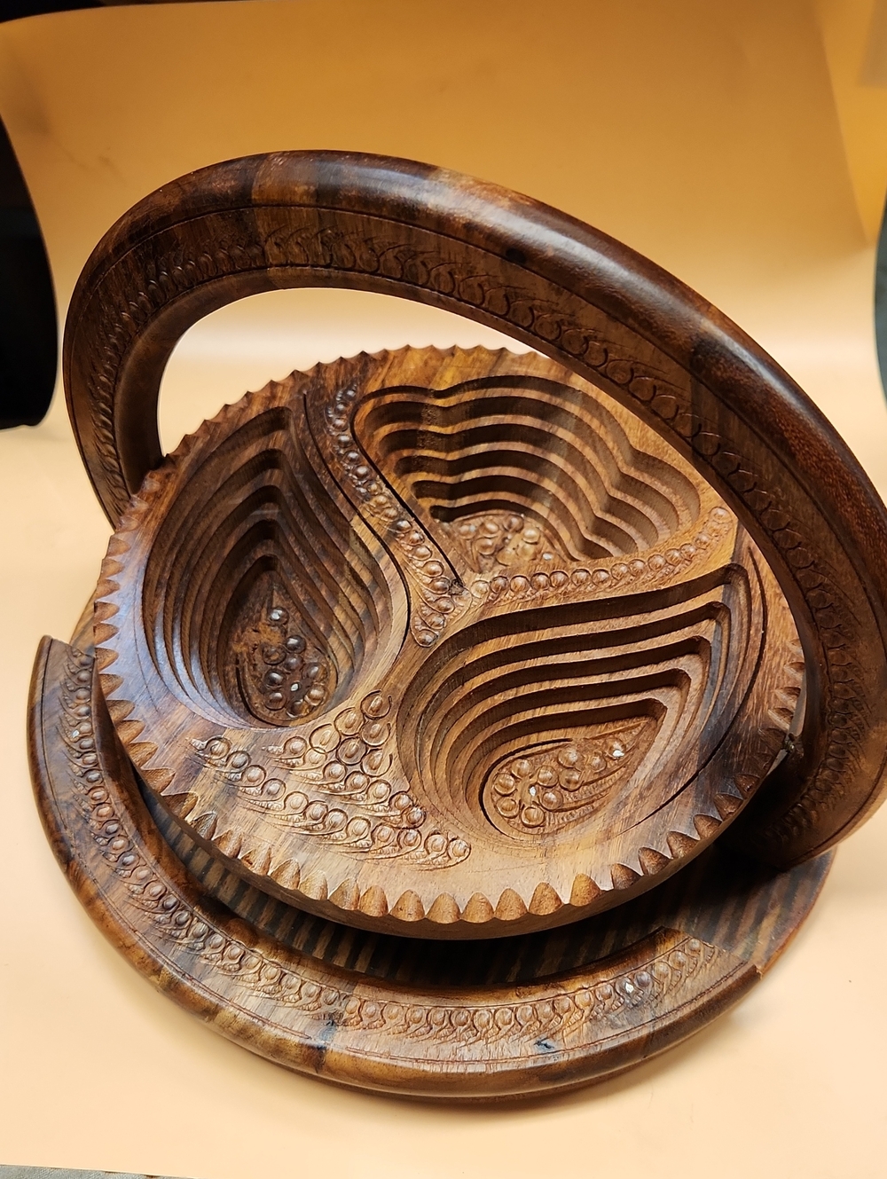 Handmade Wood Trays Dried Fruit Decorative Folding Plate Handcrafted Snacks Tray